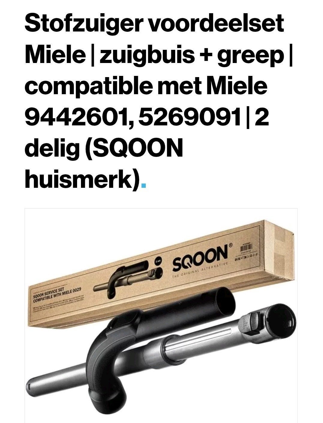 Stofzuiger voordeelset Miele | zuigbuis + greep | SQOON, Ophalen of Verzenden, Nieuw