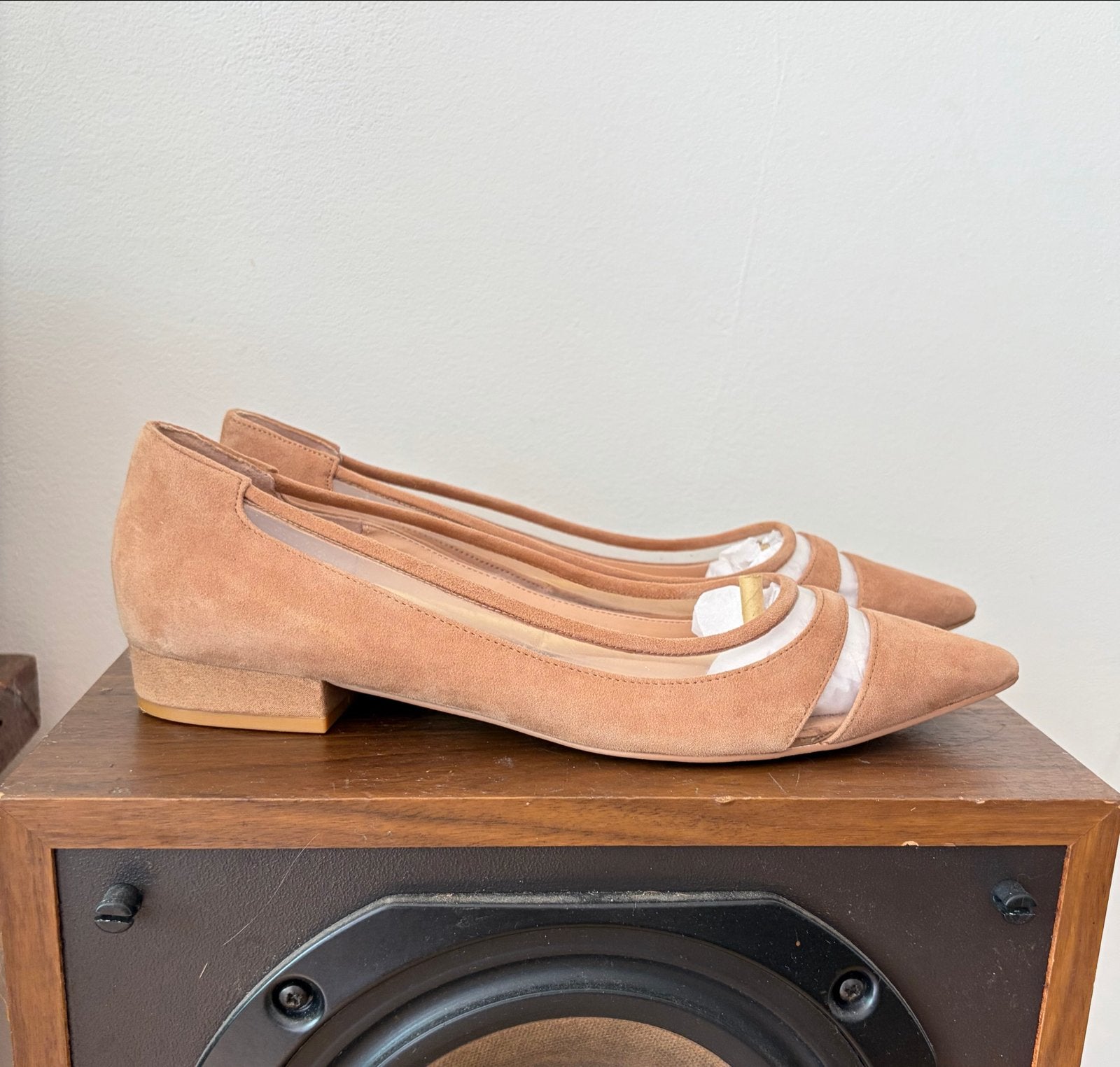 Dune Hepburn Pointed Cut Out Ballerina's Suède Maat 38, Kleding | Dames, Schoenen, Ophalen of Verzenden, Gedragen, Bruin, Ballerina's