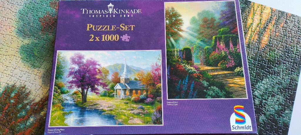 Puzzel Kinkade 2 x 1000 stukjes, Ophalen of Verzenden, 500 t/m 1500 stukjes, Zo goed als nieuw, Legpuzzel