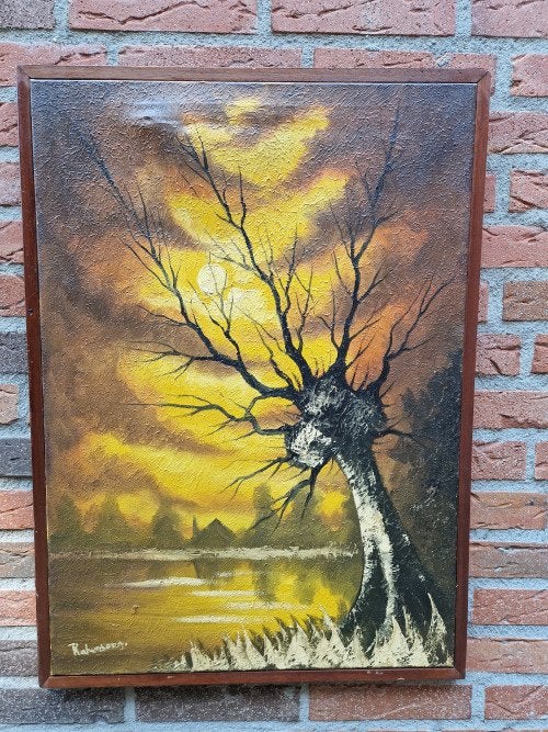 schilderij knotwilg in avond, Ophalen of Verzenden, 'T Olde Gre-j, Info@toldegrej.nl, Endepoelstraat 20f Didam