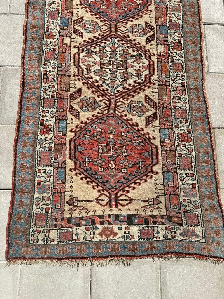 Antieke Meshkin loper – 32595cm– elegante crème achtergrond, Gebruikt, Wol, 200 cm of meer, Crème
