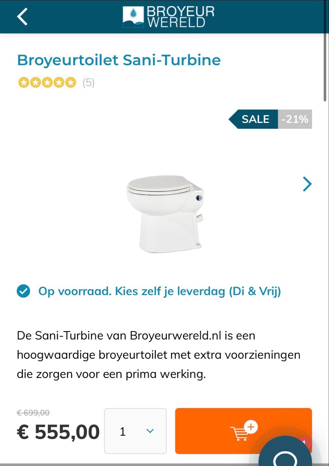 Foto 4 van Sani-Turbine Toilet met vermaler SFA SANIBROYEUR