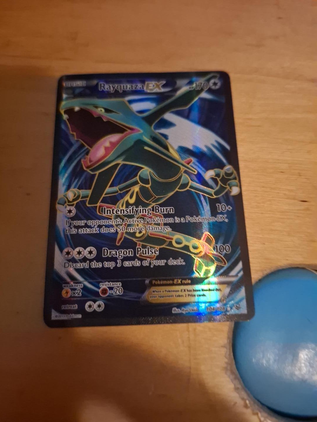 Rayquaza EX#104 2015 104/108, Hobby en Vrije tijd, Foil, Losse kaart, Ophalen of Verzenden, Zo goed als nieuw