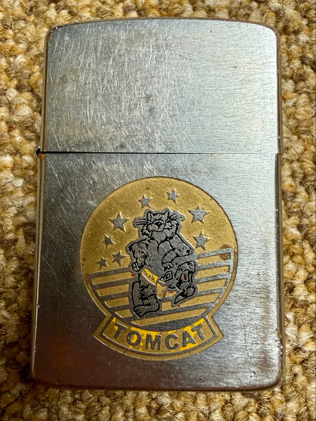 Vintage Zippo Aansteker "Tomcat" - Gebruikt, Ophalen of Verzenden, Gebruikt, Aansteker