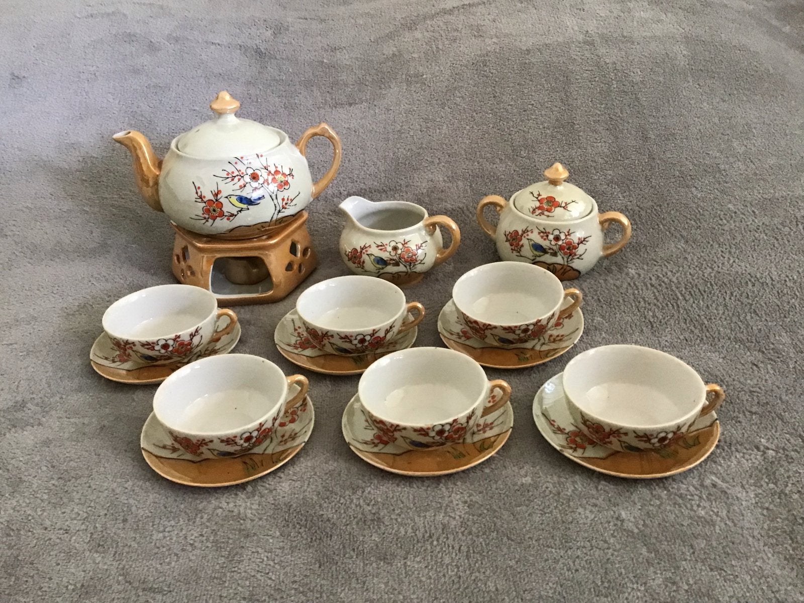 Vintage Chinees Parelmoer Thee Servies - Compleet, Antiek en Kunst, Ophalen