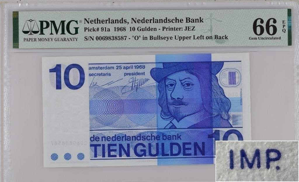 Erg zeldzame variant biljet 10 gulden 1968, punt achter IMP, Postzegels en Munten, Bankbiljetten | Nederland, Ophalen of Verzenden