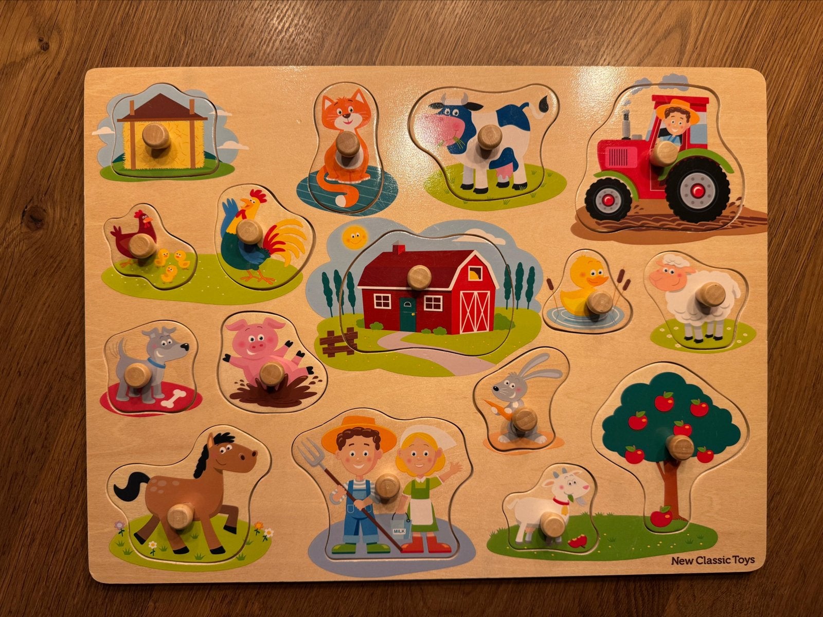 Houten boerderij puzzel van New Classic Toys, Ophalen of Verzenden, Zo goed als nieuw, Overige typen