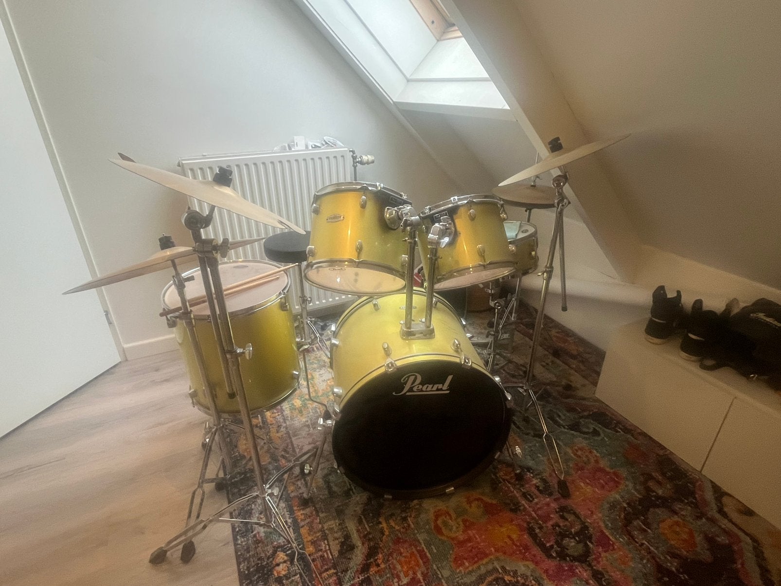 Drumstel pearl goud FZ725 Forum, Ophalen, Gebruikt, Pearl