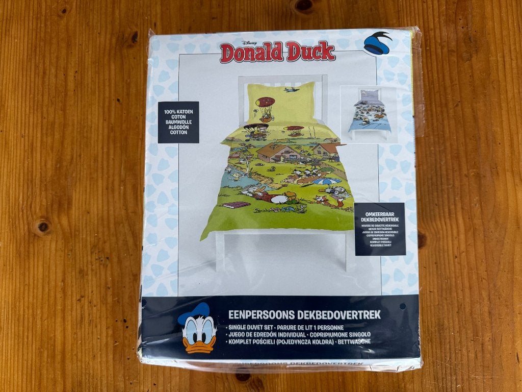 Donald Duck Eenpersoons Dekbedovertrek - nieuw, Huis en Inrichting, Ophalen, Eenpersoons, Meerkleurig, Dekbedovertrek