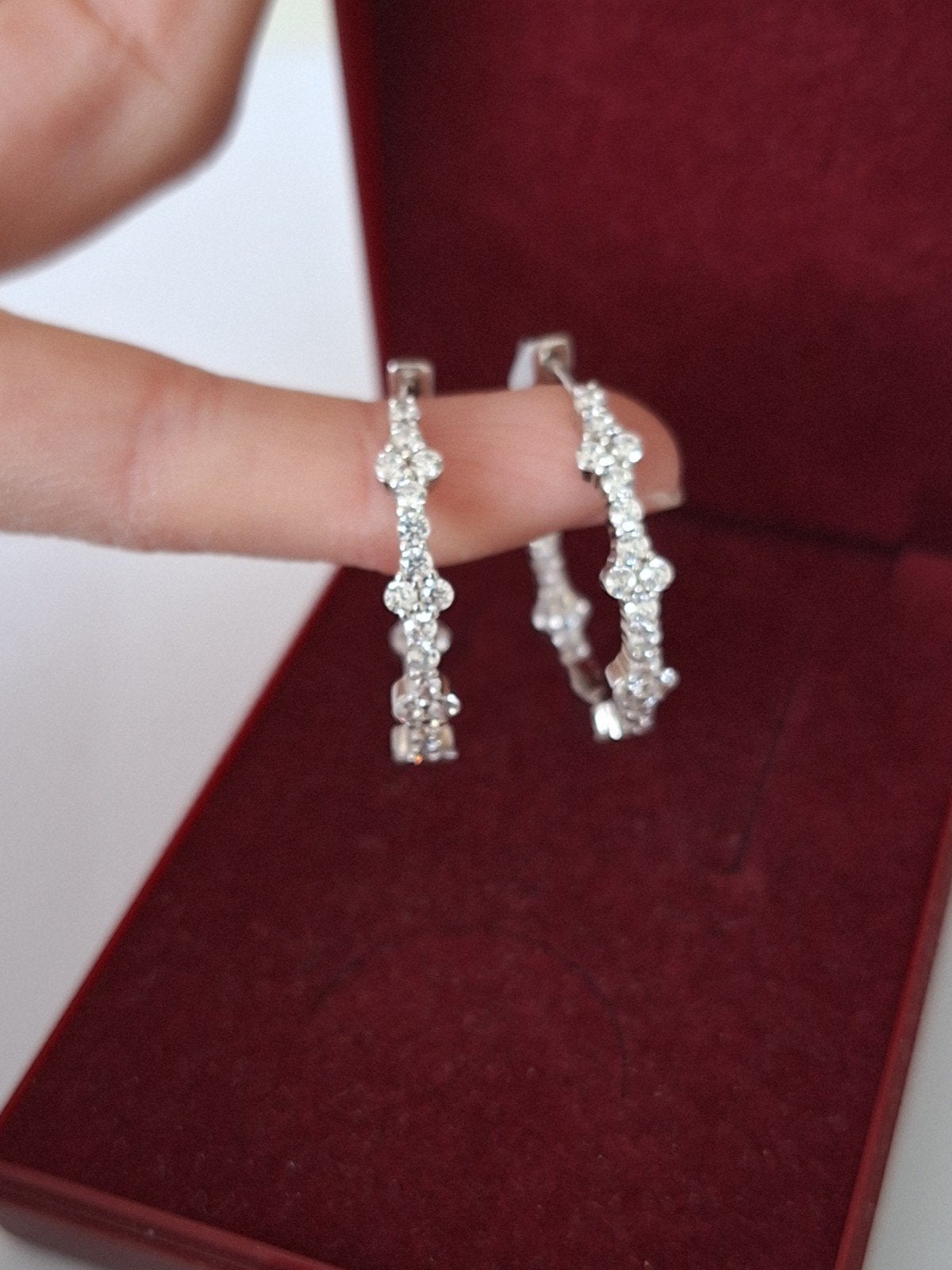 925 sterling zilveren oorbellen creolen met zirkonia, Verzenden, Zilver, Zilver