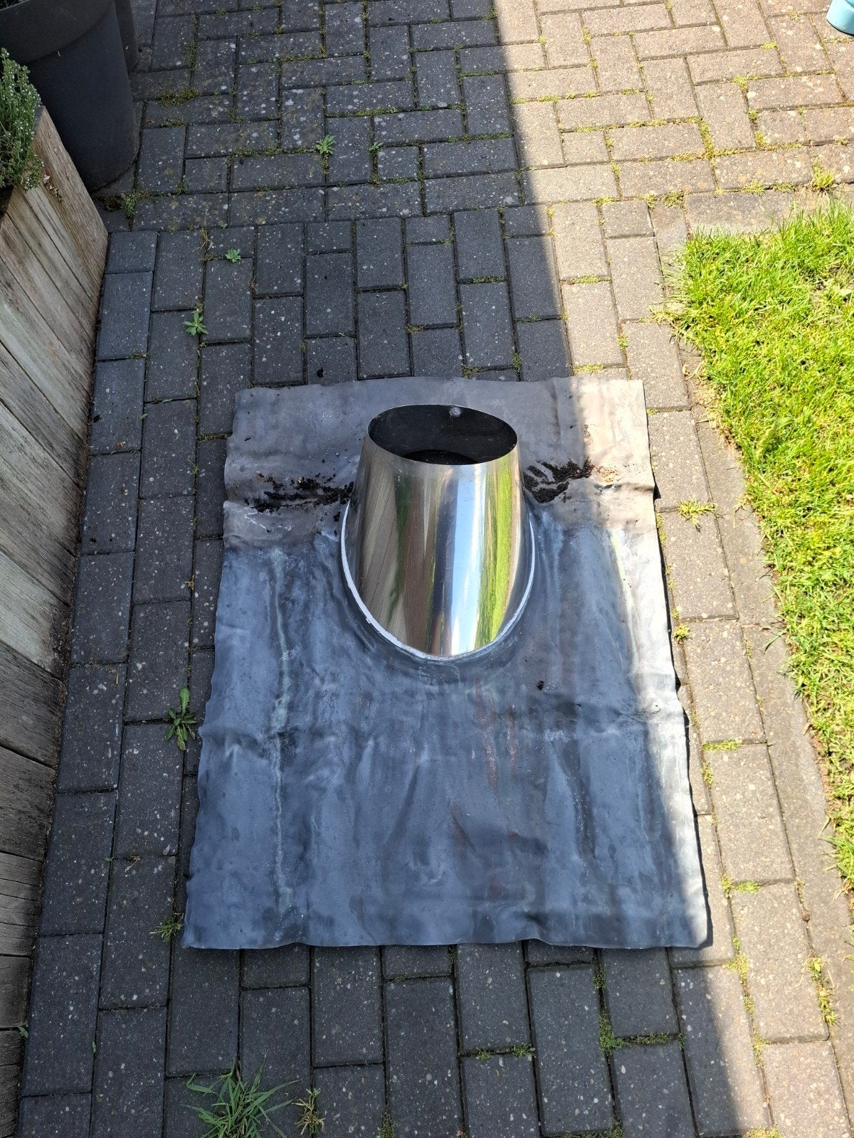 Dakdoorvoer houtkachel - RVS met loodslab, Doe-het-zelf en Verbouw, Verwarming en Radiatoren, Nieuw, Overige typen, 60 tot 150 cm