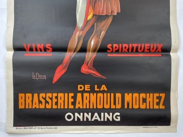 Oude bier poster Biere de Garde 1930, Verzamelen, Ophalen of Verzenden, Gebruikt, Reclamebord, Plaat of Schild, Overige merken
