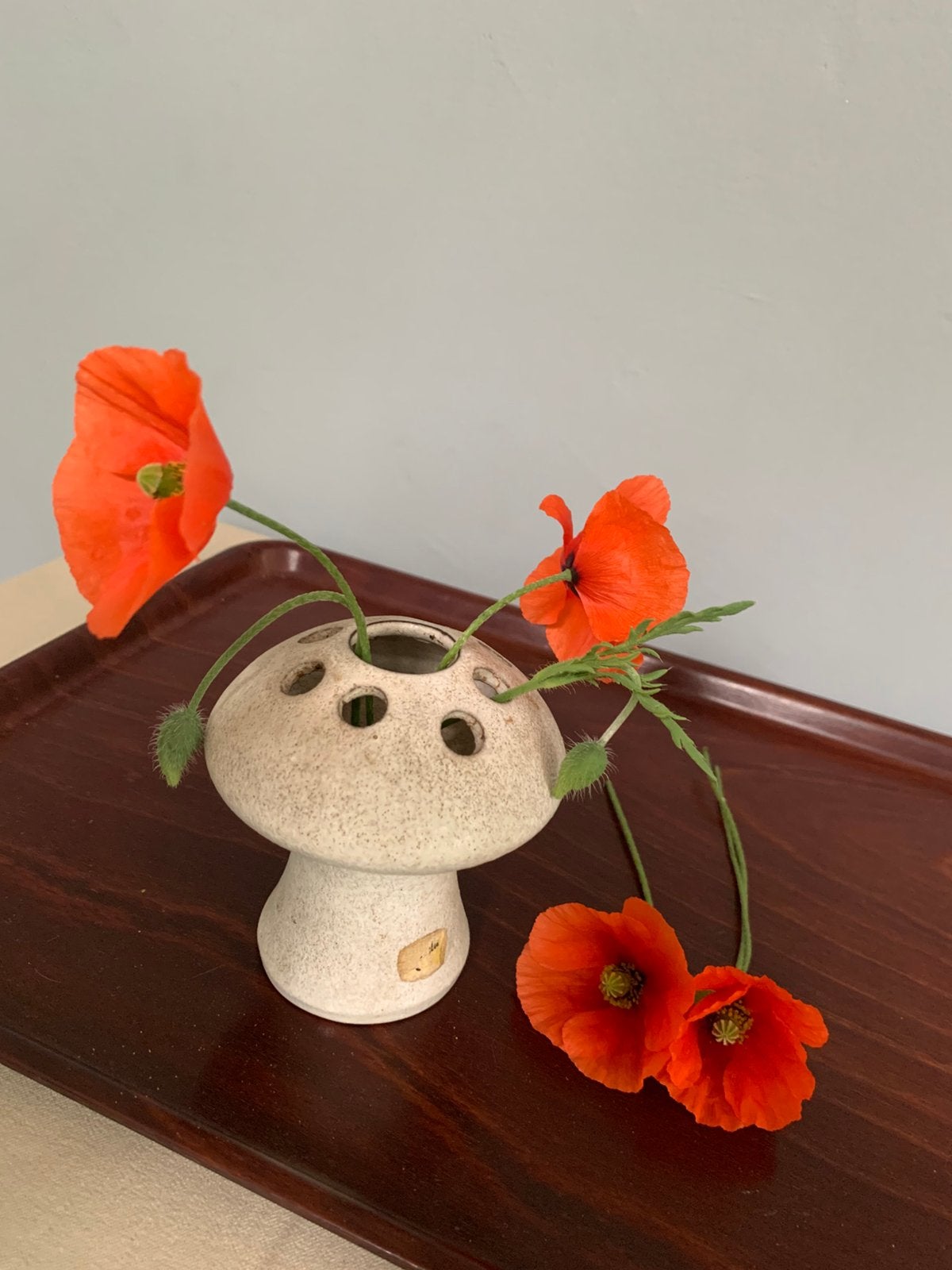 Vintage Paddenstoelvaas pique fleurs Ravelli midcentury, Ophalen of Verzenden
