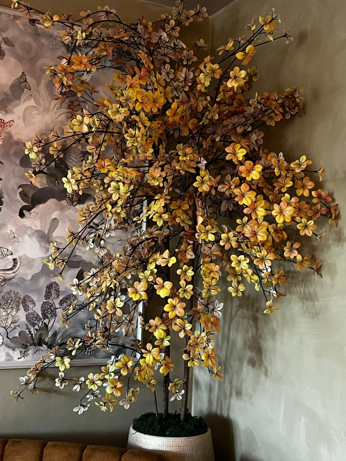 Grote kunstbloesem boom - Geel/Oranje, Huis en Inrichting, Ophalen, Binnen, Nieuw, Kunststof