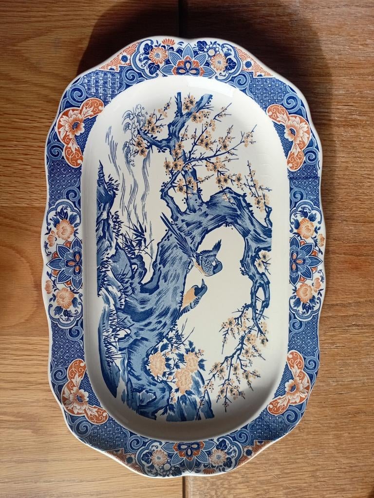 Vintage Japans Asake Yokkaichi serveerschaal, Keramiek, Ophalen of Verzenden, Overige stijlen, Schaal of Schalen