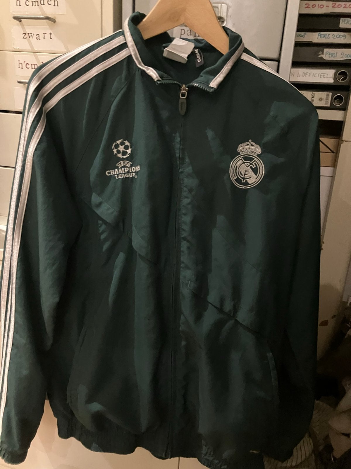 Adidas Real Madrid Champions League Trainingsjack, Kleding | Heren, Ophalen of Verzenden, Zo goed als nieuw, Groen, Voetbal