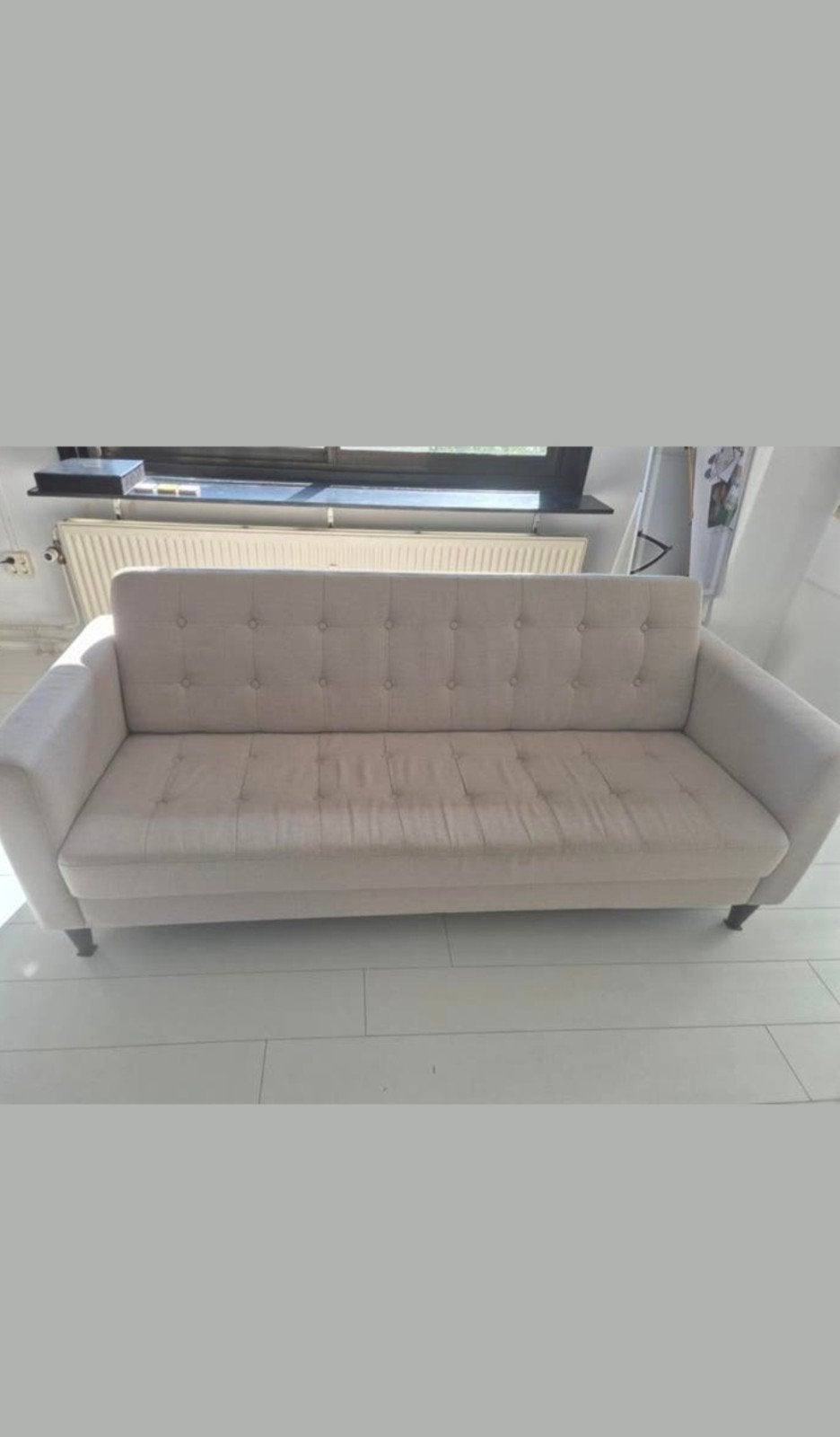 Stijlvolle bank - Beige stof, Ophalen, Gebruikt, 150 tot 200 cm, Tweepersoons
