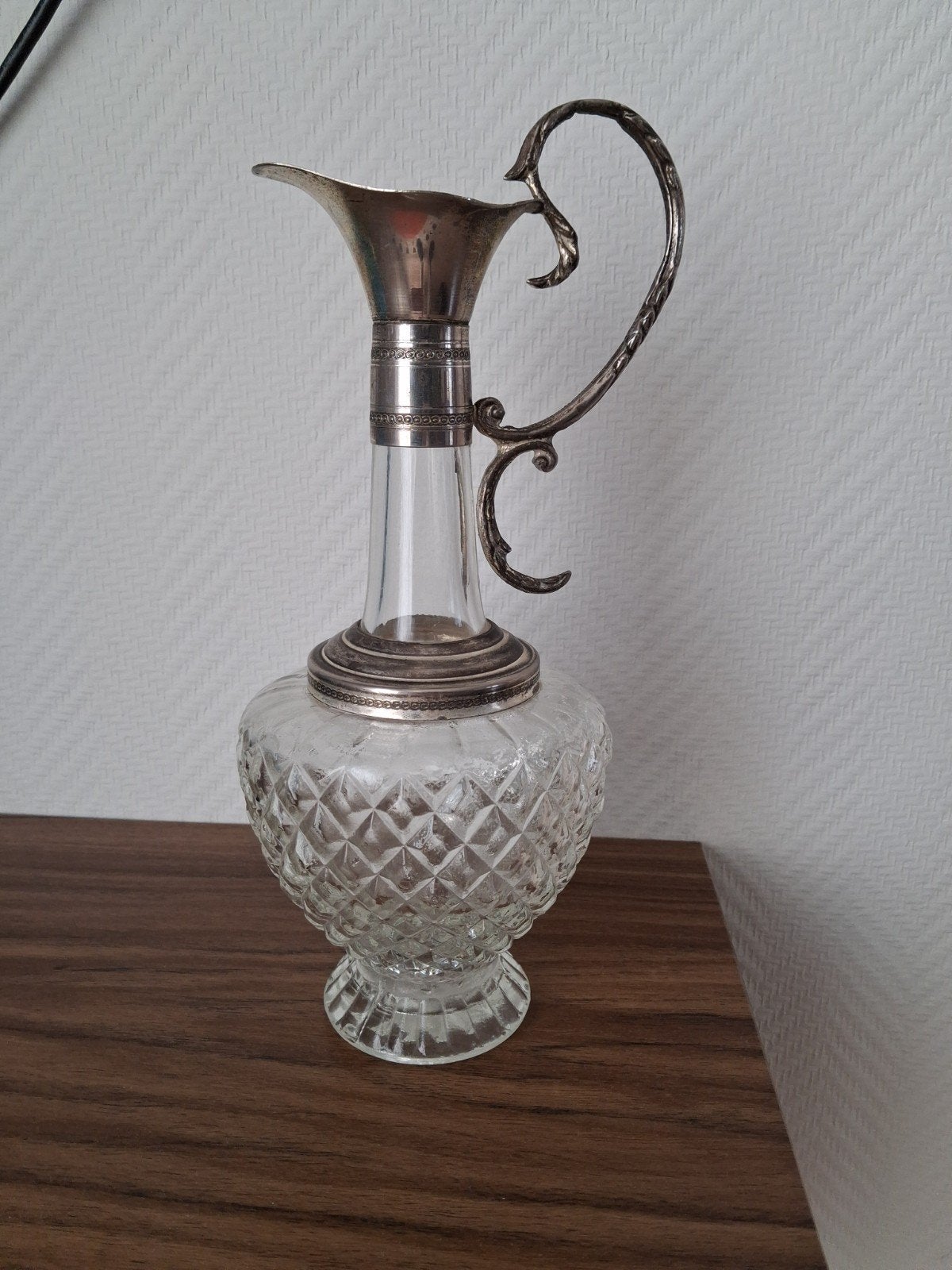 Antieke karaaf kristal met zilver, Antiek en Kunst, Ophalen of Verzenden, Zilver