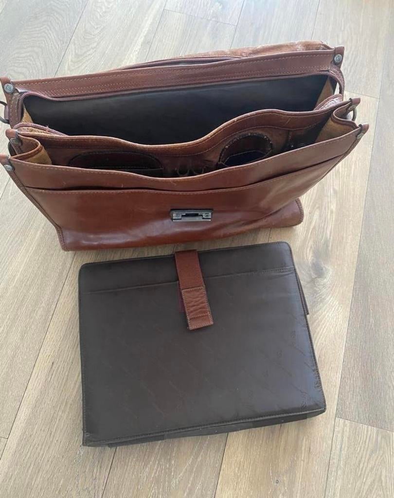 Castelijn & Beerens Laptoptas / Aktetas - Bruin Leer, Ophalen of Verzenden, 17 inch of meer, Gebruikt, Aktetas