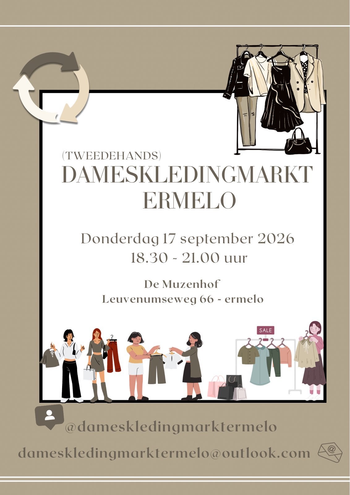 Tweedehands dameskledingmarkt, Ophalen, Zo goed als nieuw