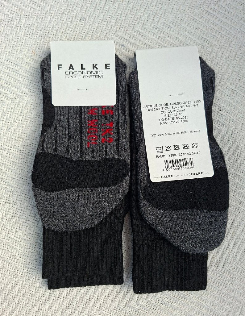 2 paar Falke TK2 Zwart Winter, maat 39-40, Sokken en Kniesokken, Zwart, Nieuw, FALKE KGaA