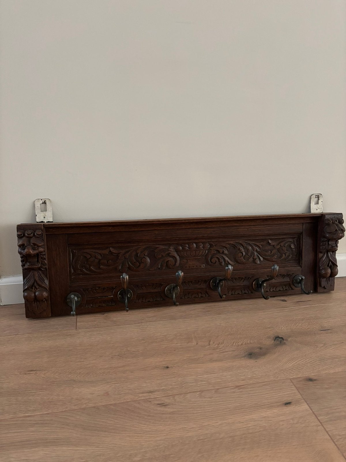 Vintage wandkapstok – 6 haken – 90 cm, Zo goed als nieuw, Minder dan 100 cm, Hout, Ophalen