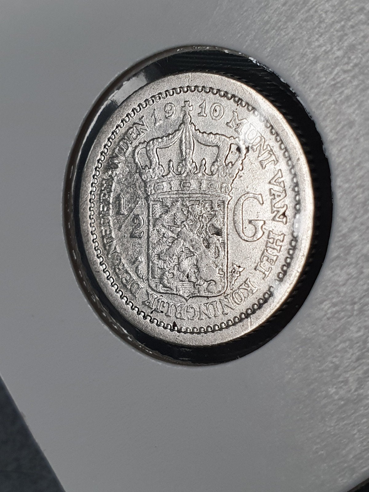Zilveren 1/2 Gulden Koningin Wilhelmina 1910, ½ gulden, Zilver, Ophalen of Verzenden, Koningin Wilhelmina