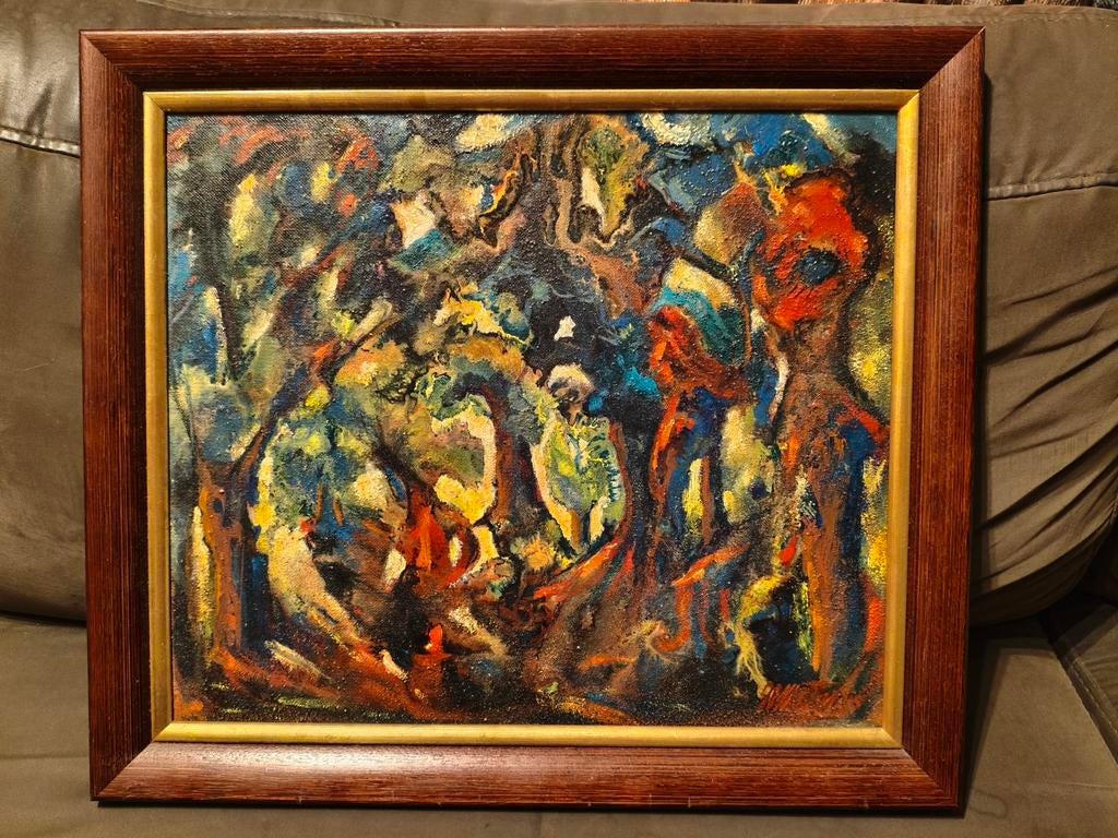 Surrealistisch Abstract Landschap - Hugo Metsers -Gesigneerd, Ophalen of Verzenden