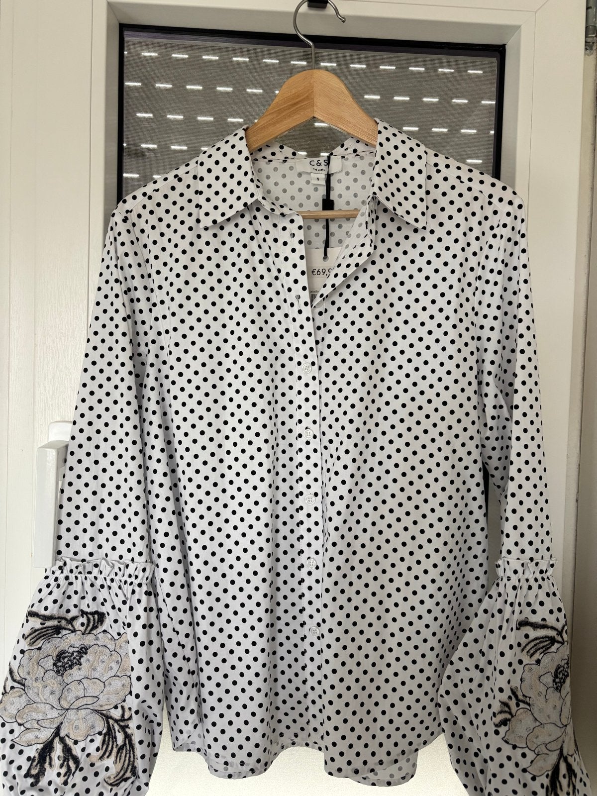 C&S The Label Blouse - Witte blouse met zwarte stippen, Ophalen of Verzenden, Nieuw, Maat 36 (S), Wit