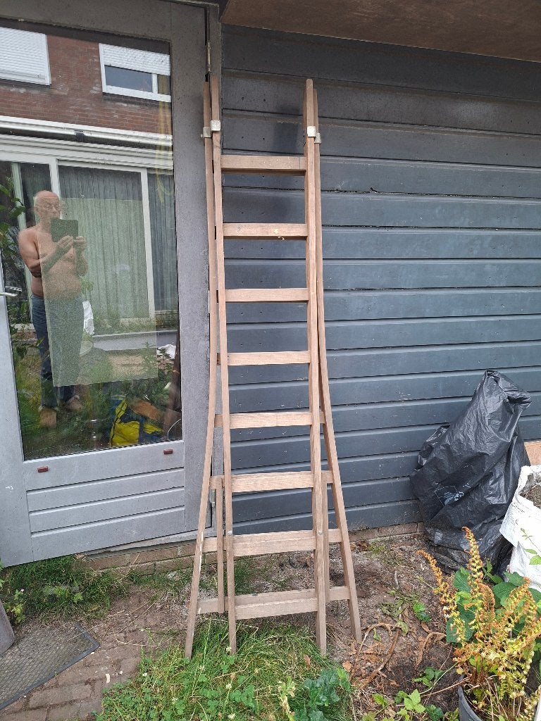 Houten ladder, Doe-het-zelf en Verbouw, Ladders en Trappen, Ophalen, Gebruikt, Ladder, Opvouwbaar of Inschuifbaar