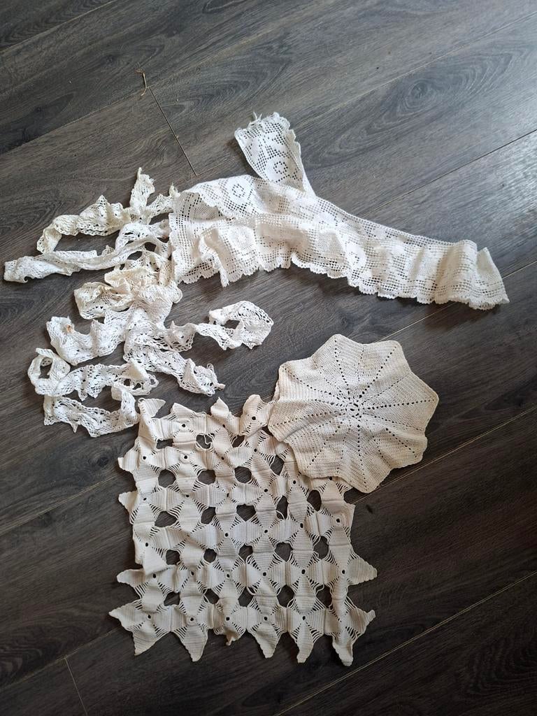 Vintage Gehaakte Kanten Stof en Kleedjes, Hobby en Vrije tijd, Knutselen, Ophalen of Verzenden