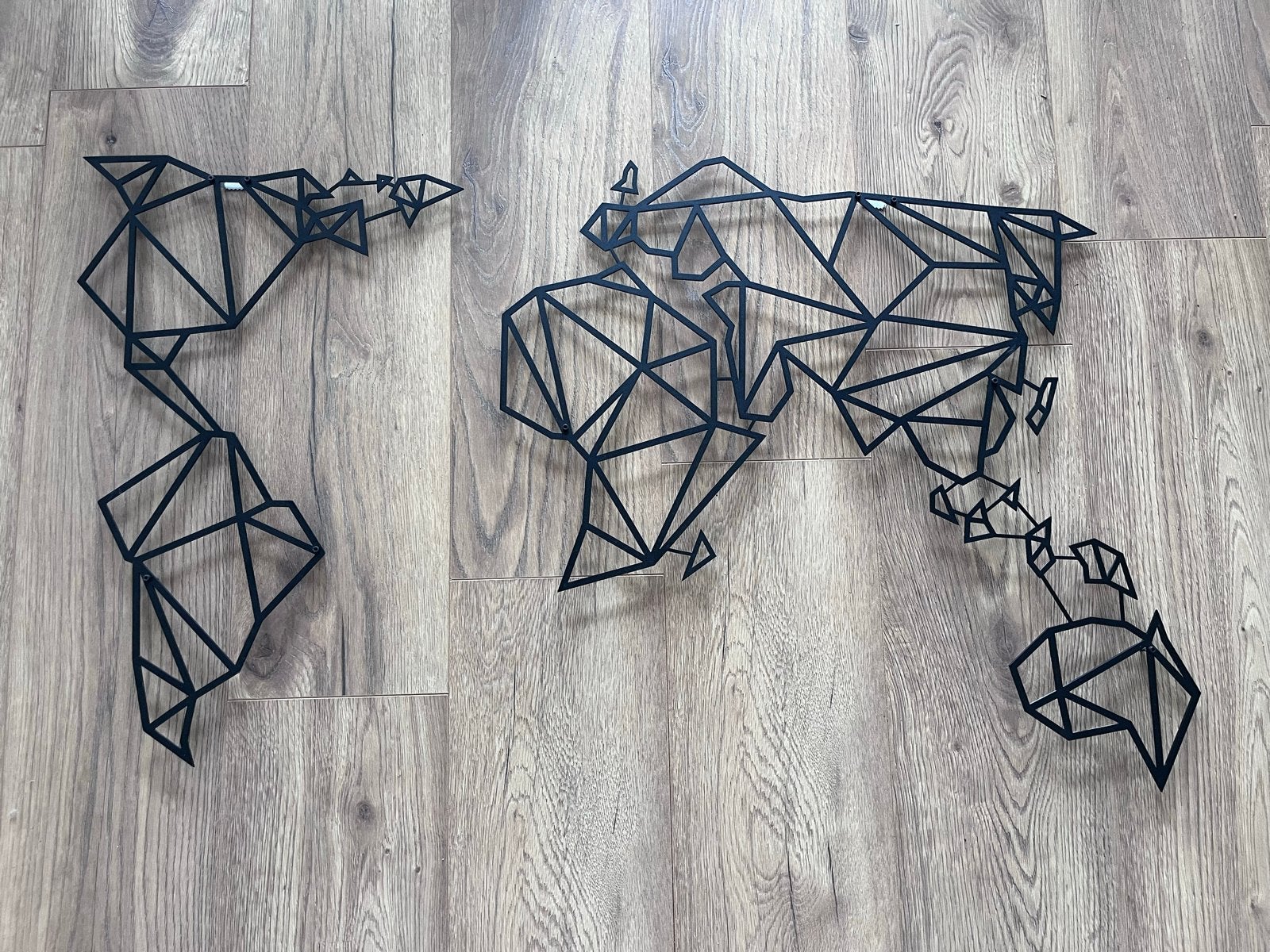 Wanddecoratie Wereldkaart - Geometrisch Zwart Metaal, Ophalen, Metaal, Wandsculptuur, Zwart