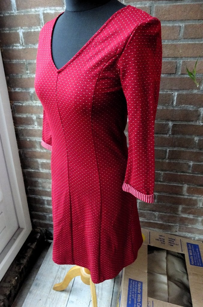 Rood met wit stipje Yessica stretch jurkje maat 38, Kleding | Dames, Maat 38/40 (M), Verzenden, Yessica, Knielengte