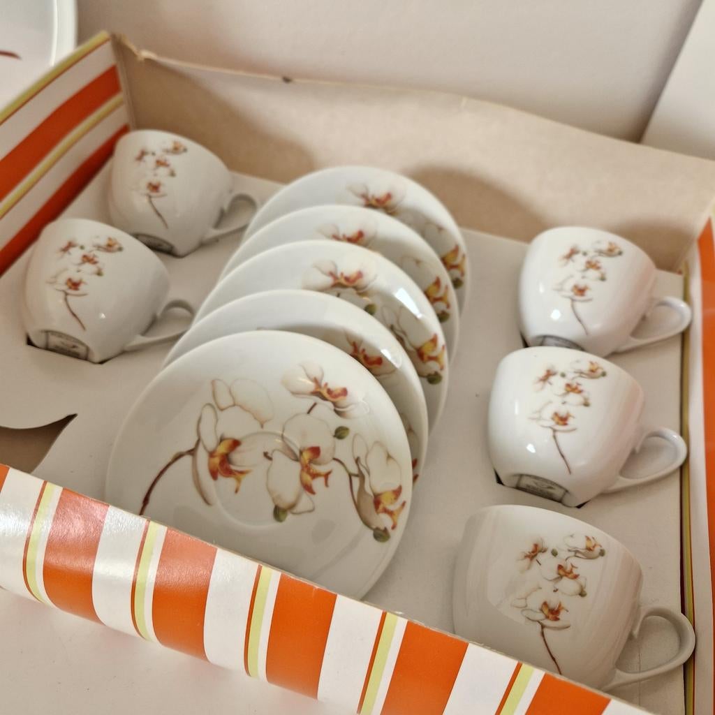 Vintage servies orchidee Limoges porcelain du Sologne, Ophalen of Verzenden