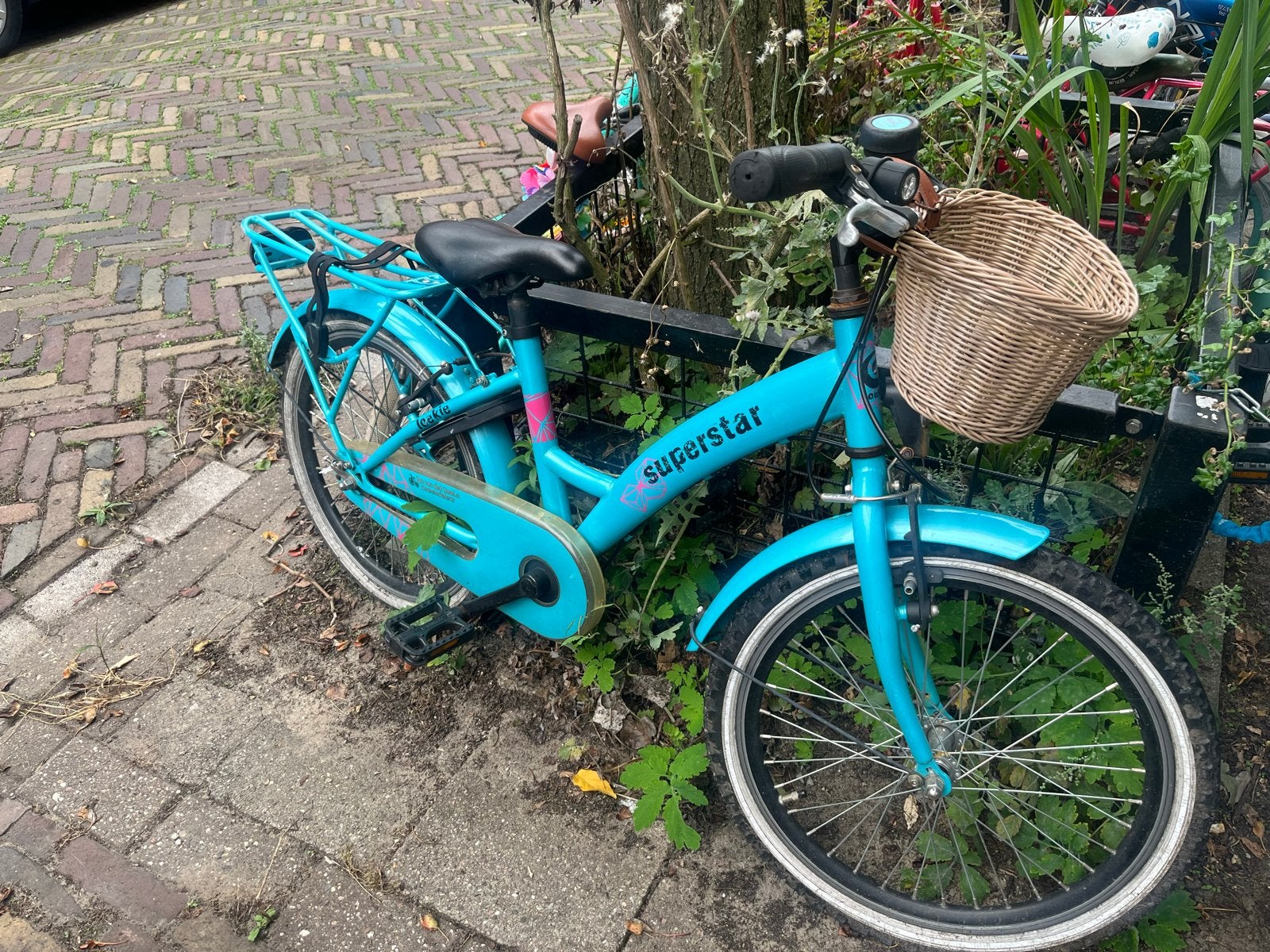 Loekie Superstar kinderfiets 20 inch met mandje, Ophalen, Terugtraprem, Gebruikt, Handrem