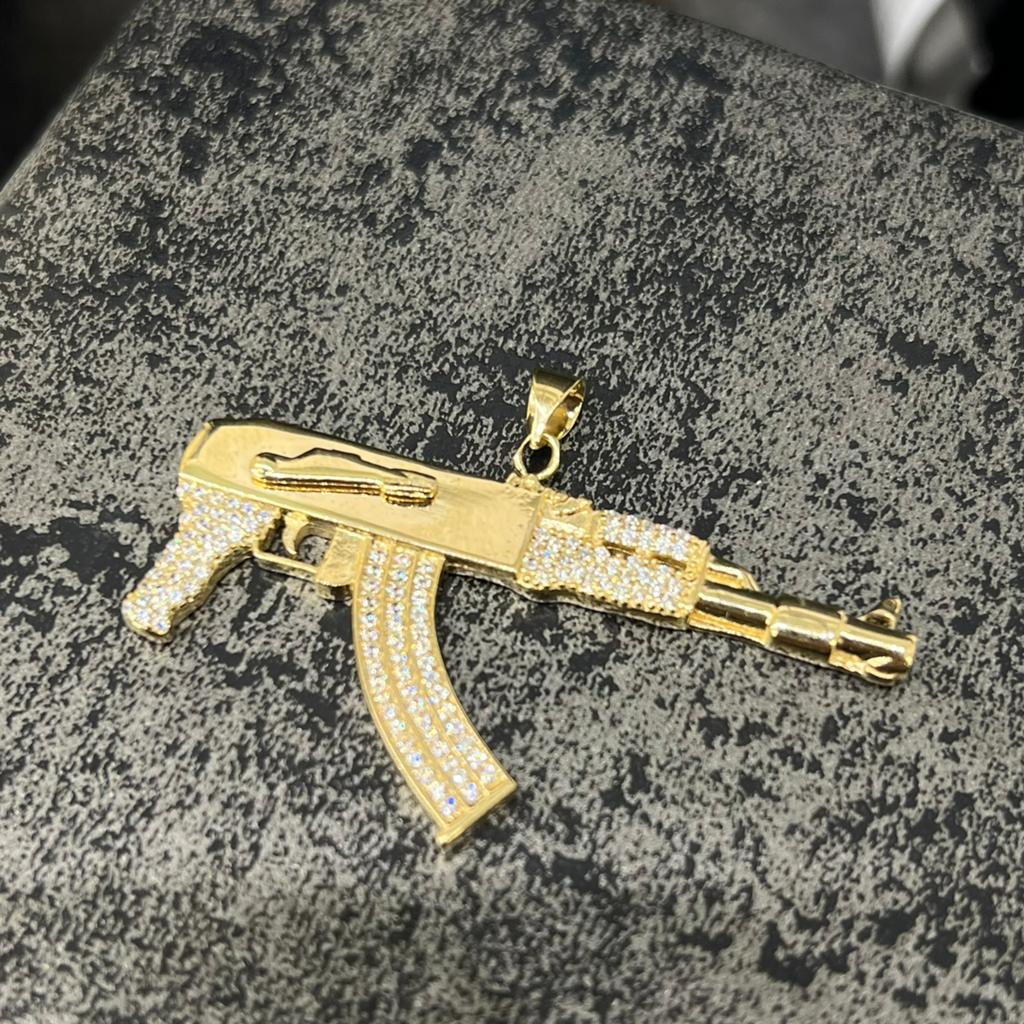 14k gouden hanger kettinghanger ak47 geweer wapen, Sieraden, Tassen en Uiterlijk, Ophalen of Verzenden, Nieuw, Goud, Kruis of Symbool