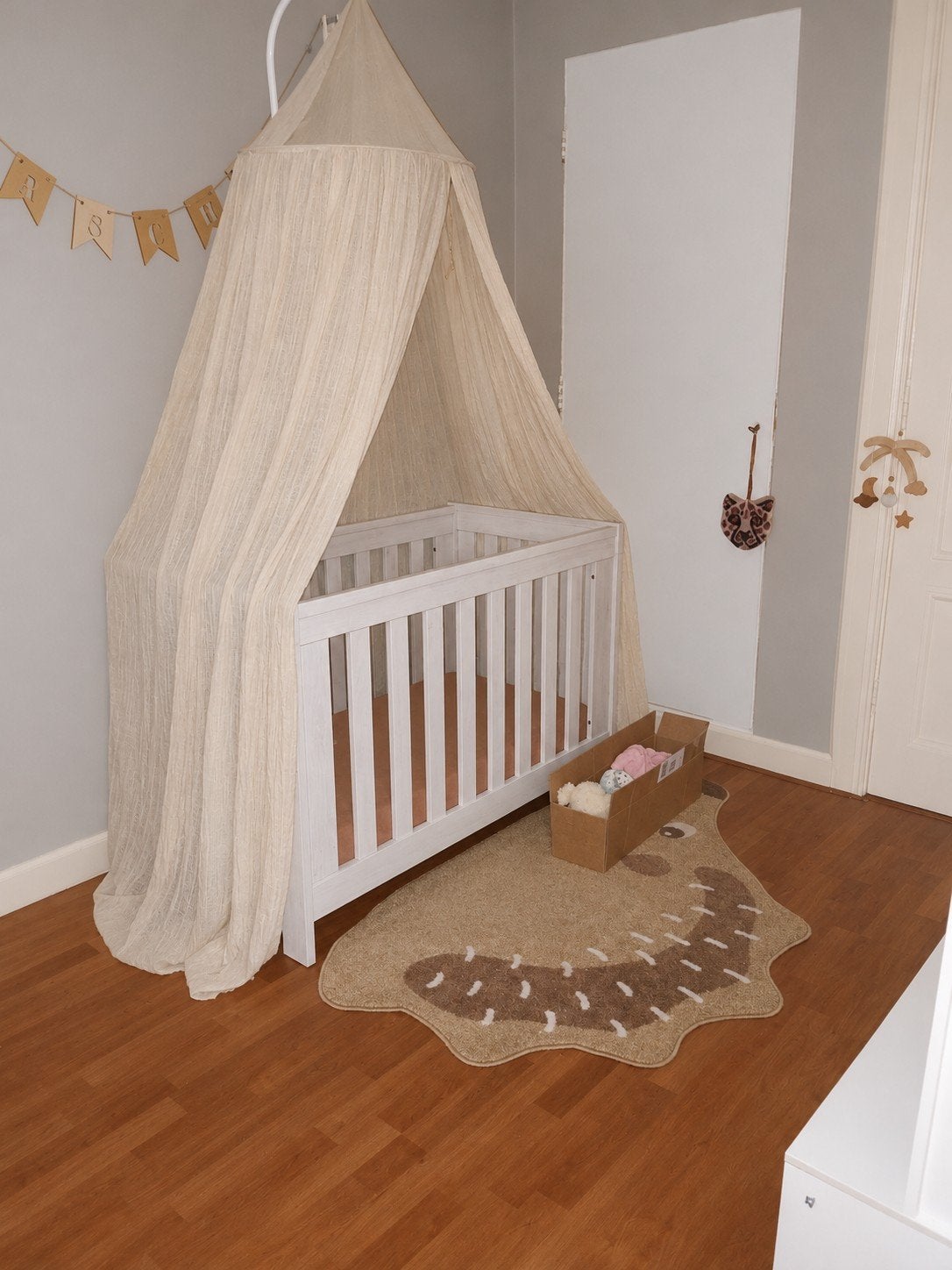Babybedje inclusief matras (interbaby, model florida), Ophalen, Gebruikt, Grijs, Hout