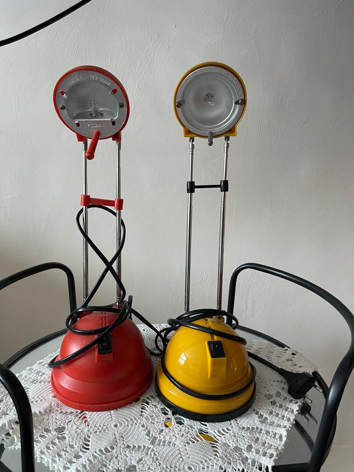 Vintage Halogeen Bureaulampen (2 stuks) - Rood & Geel, Ophalen