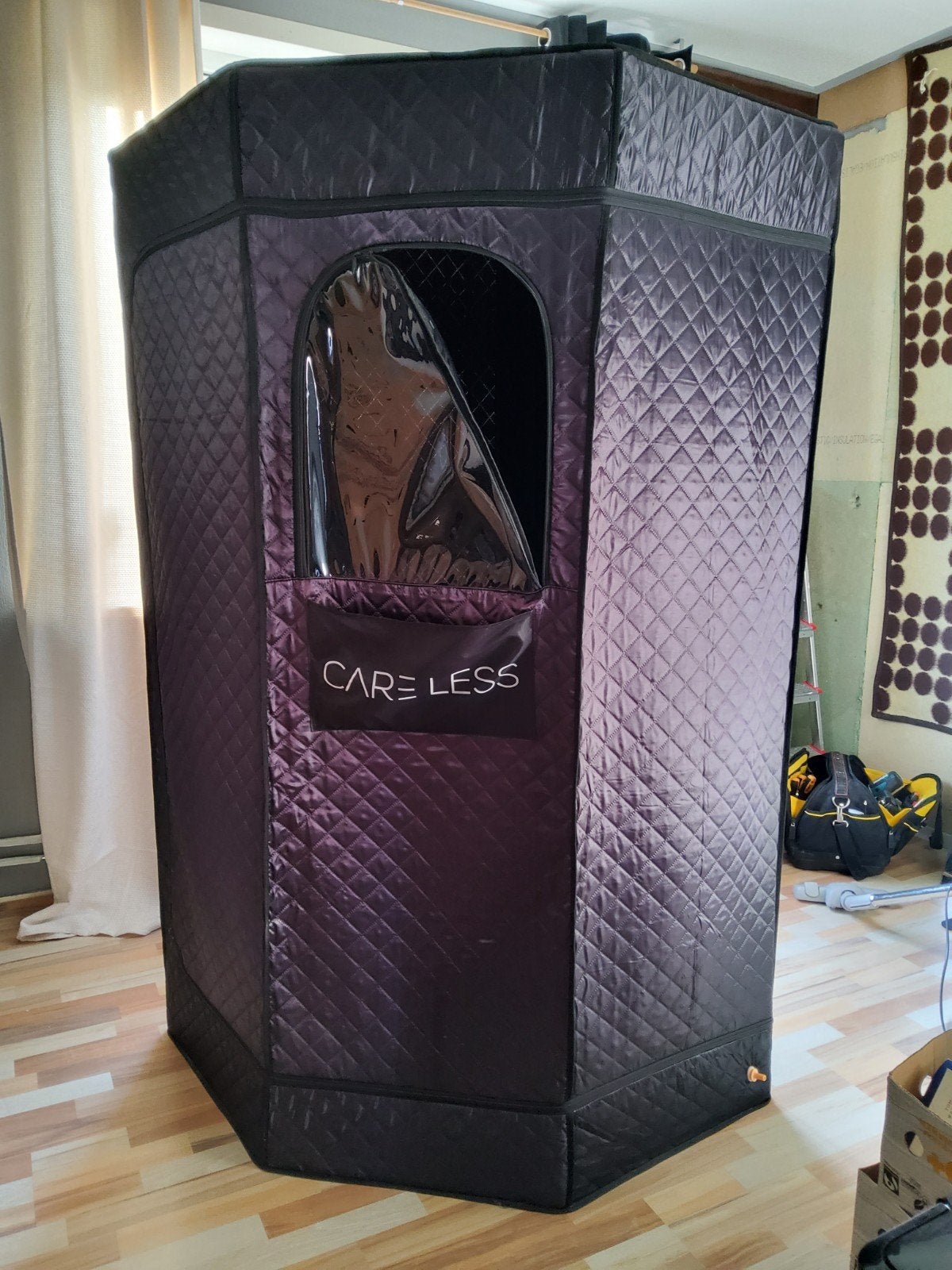 Care Less Mobiele Sauna – Opvouwbare Saunacabine – Wellness, Elektrisch, Houtkachel, Ophalen of Verzenden, Zo goed als nieuw