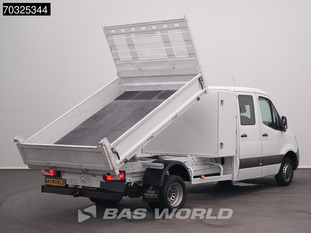 Mercedes Sprinter 514 CDI Dubbel Cabine Kipper 3,5t Trekhaak, Stof, Gebruikt, Euro 6, Wit