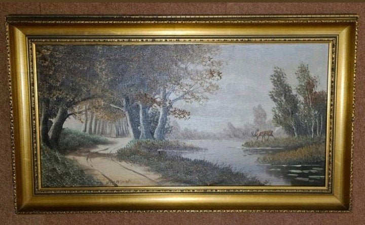 Jan van Riemsdijk olieverf schilderij 9355cm, Antiek en Kunst, Kunst | Schilderijen | Klassiek, Ophalen of Verzenden