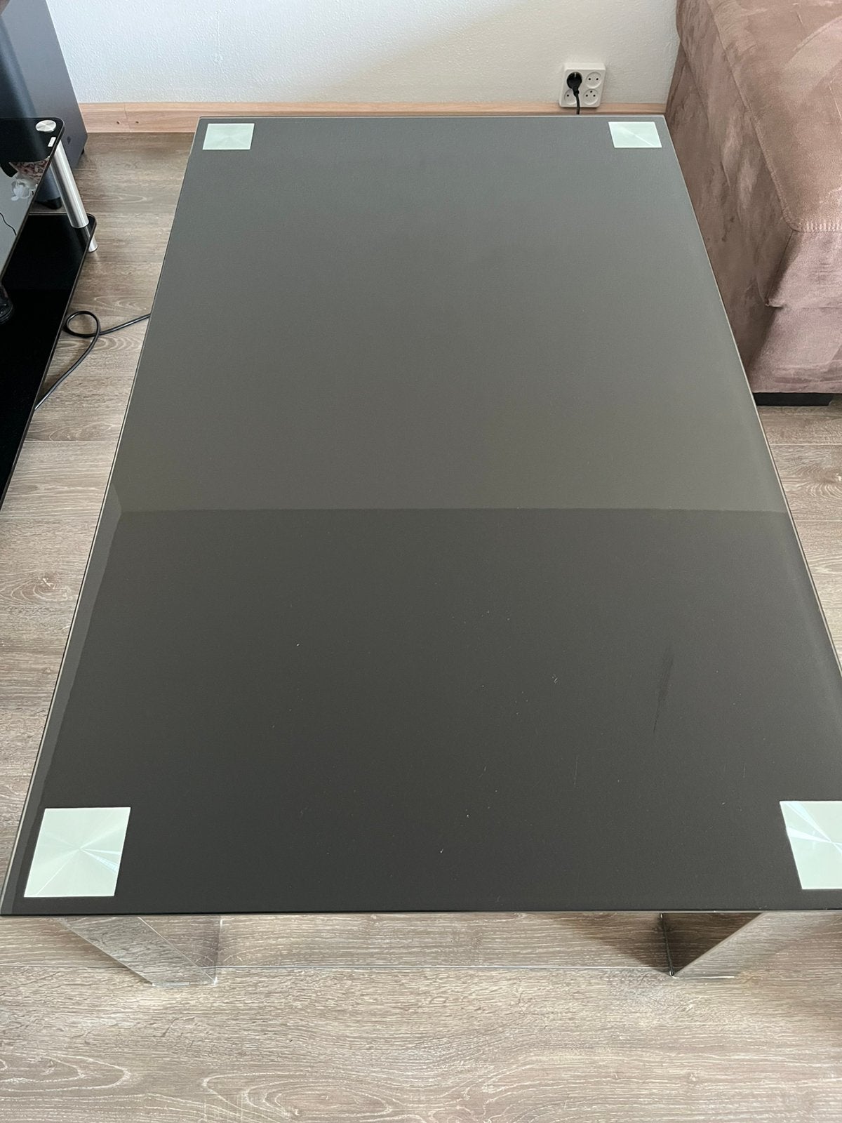 Glazen salontafel 1.30 x 0.80 donkerglas, Ophalen, Gebruikt, 100 tot 150 cm, 50 tot 100 cm