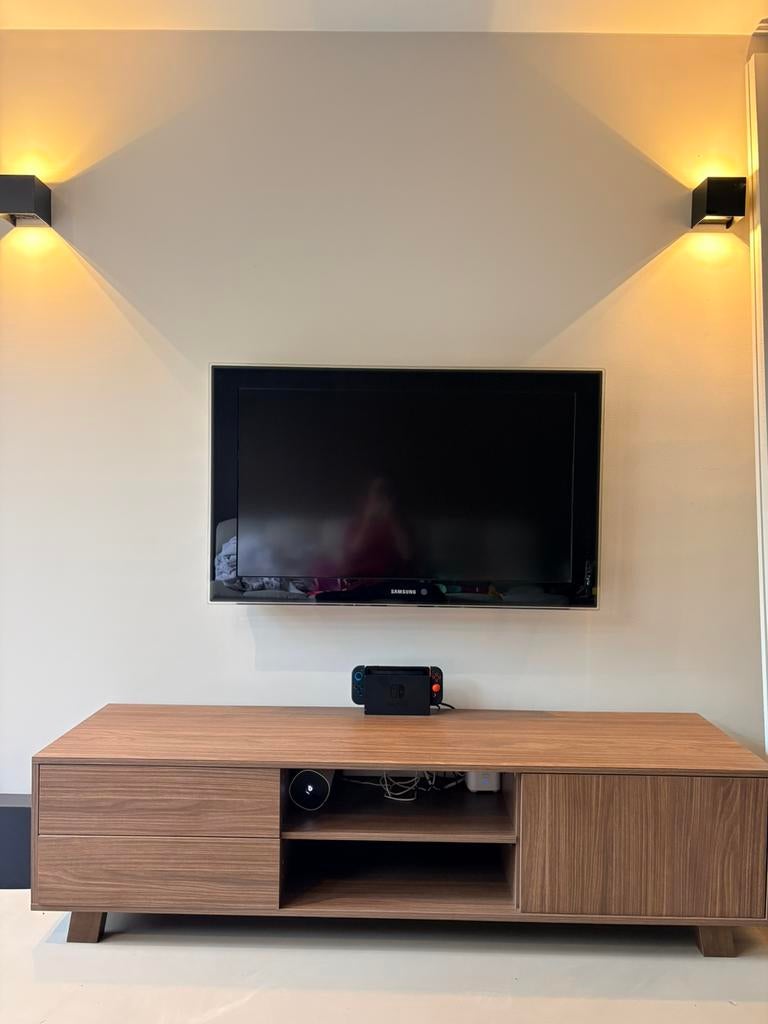 Tv Meubel walnoot, Ophalen, Zo goed als nieuw, 25 tot 50 cm, Minder dan 100 cm