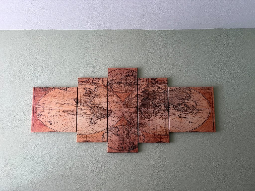 Wanddecoratie Wereldkaart - Vintage Stijl, Huis en Inrichting, Ophalen, Gebruikt, 85 cm, Vintage