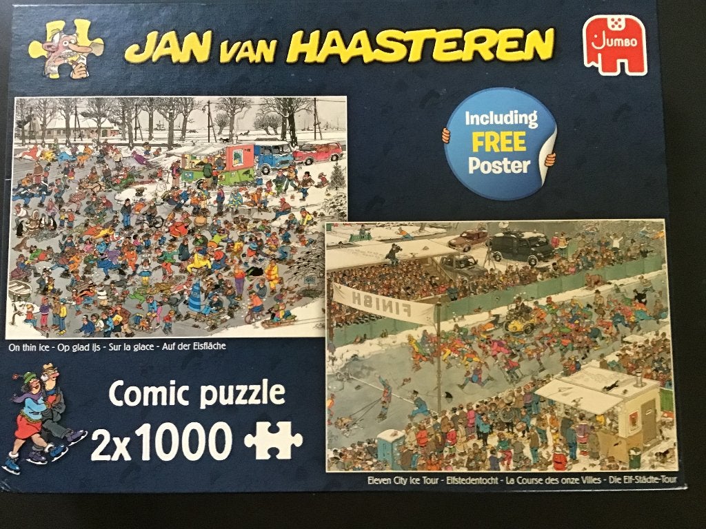 Jan van Haasteren puzzels, 2 x 1000 stukjes, Ophalen, 500 t/m 1500 stukjes, Zo goed als nieuw, Legpuzzel