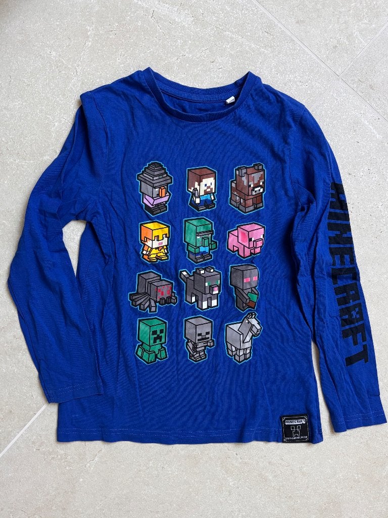 Minecraft shirt 134, Kinderen en Baby's, Ophalen of Verzenden, Zo goed als nieuw, Jongen, Shirt of Longsleeve