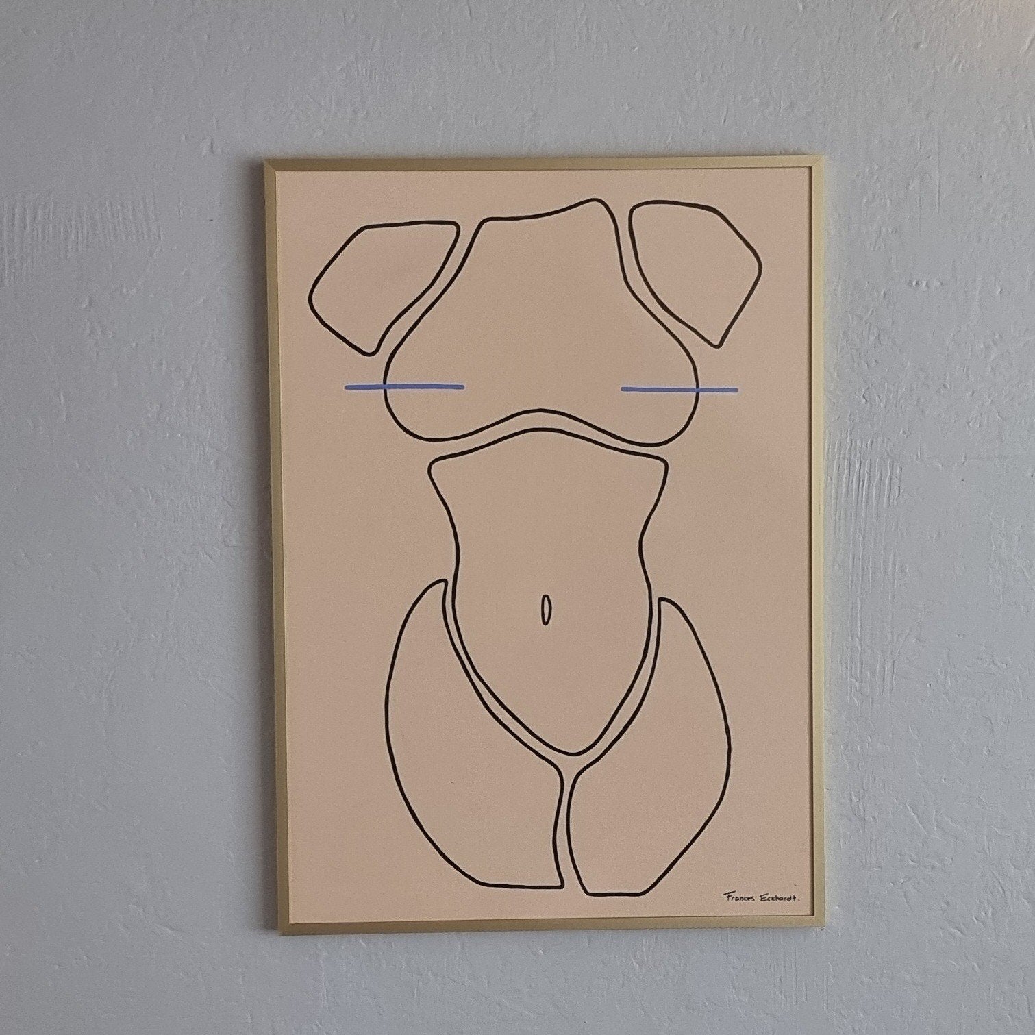 gouden A2 wissellijst met handgeschilderd figuratief kunstwe, 43 cm, Goud, 60 cm, Ingelijst werk