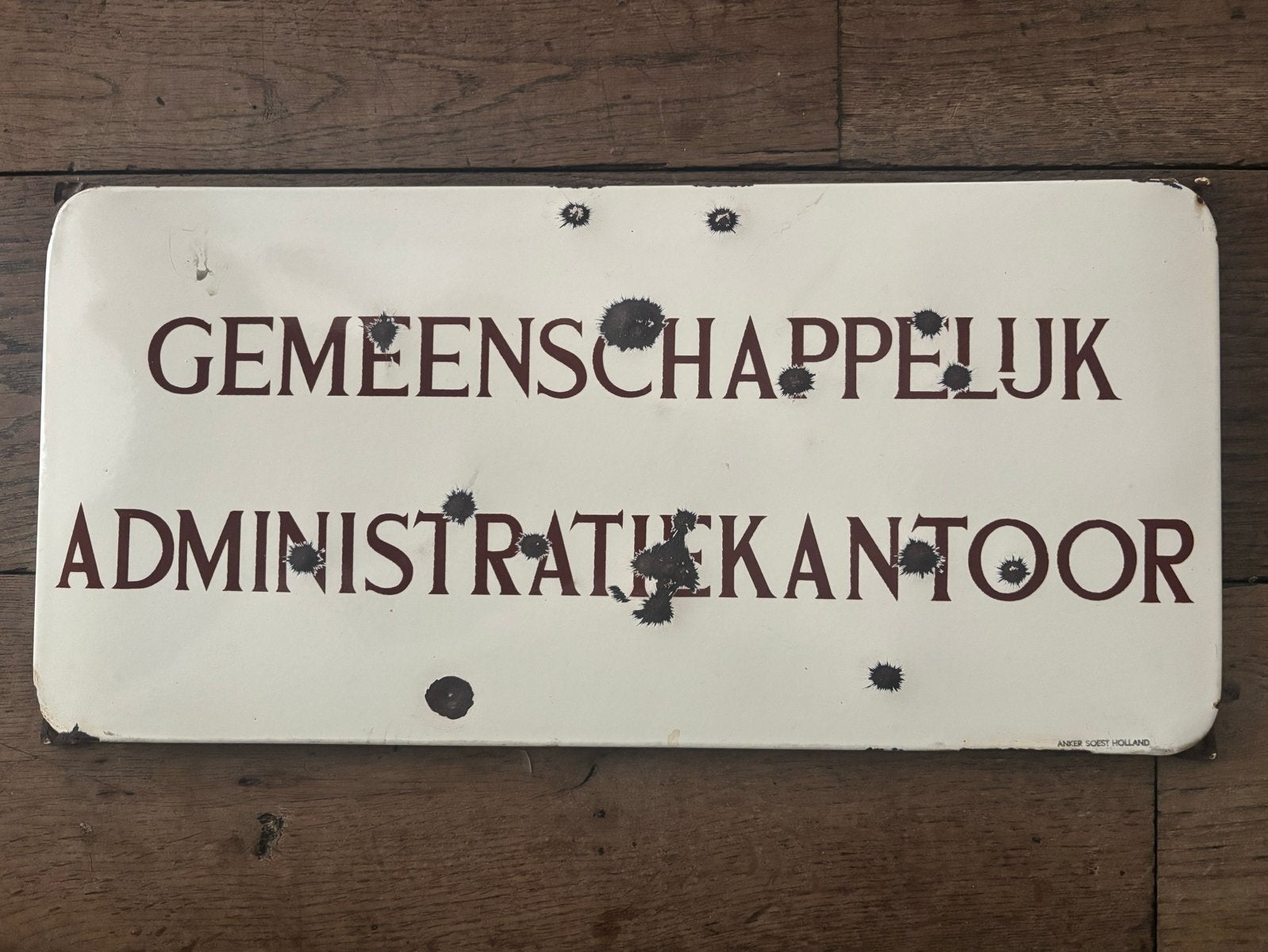 Oud emaille bord Gemeenschappelijk Administratiekantoor, Antiek en Kunst, Ophalen of Verzenden