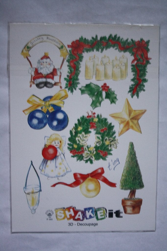 8 st. A5 knipvellen A5 shake-it 3D collage 9890, Ophalen of Verzenden, Nieuw, Kerst, Knipvel