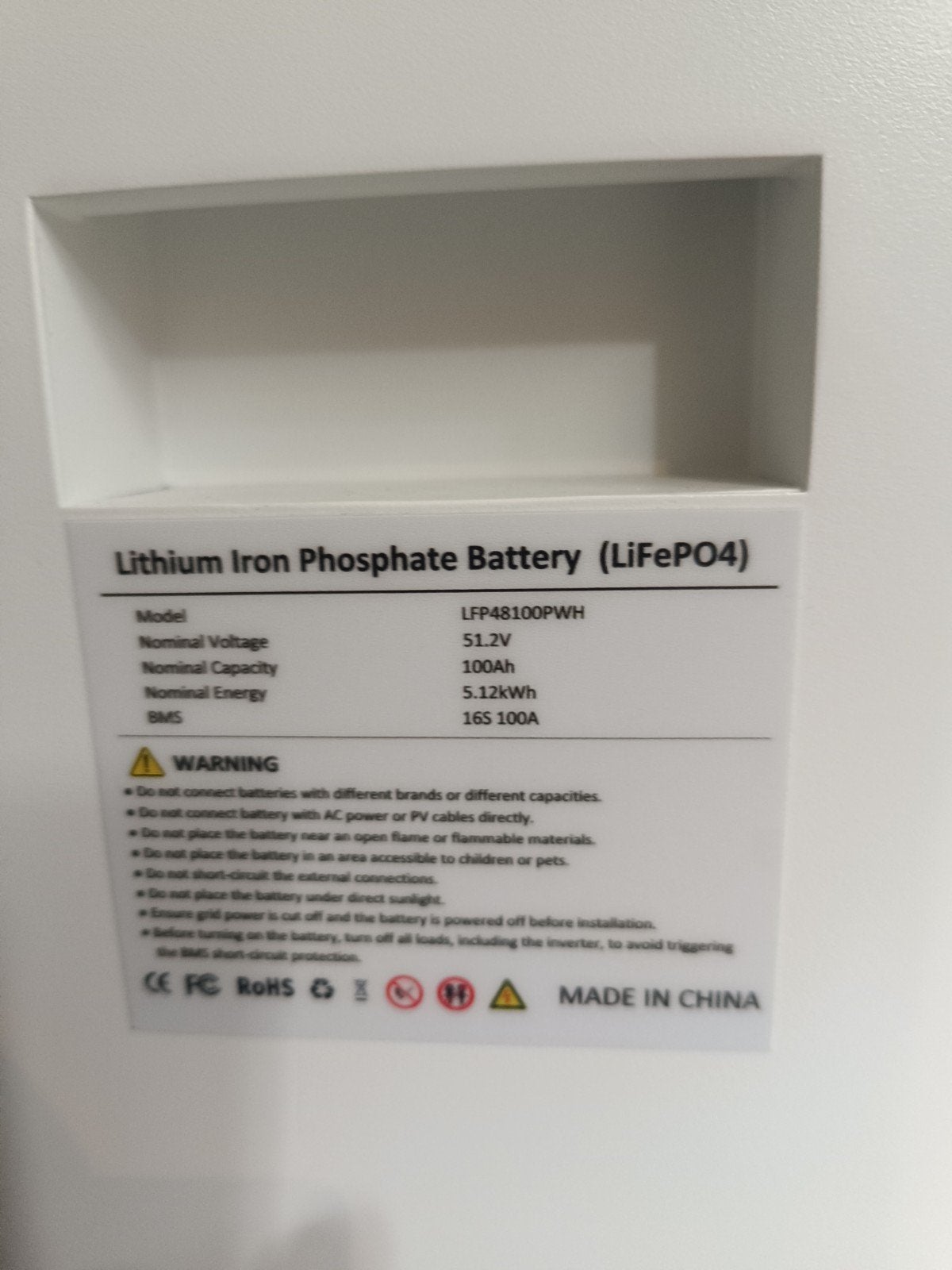 Lithium IJzerfosfaat Batterij (LiFePO4) 5.12kWh